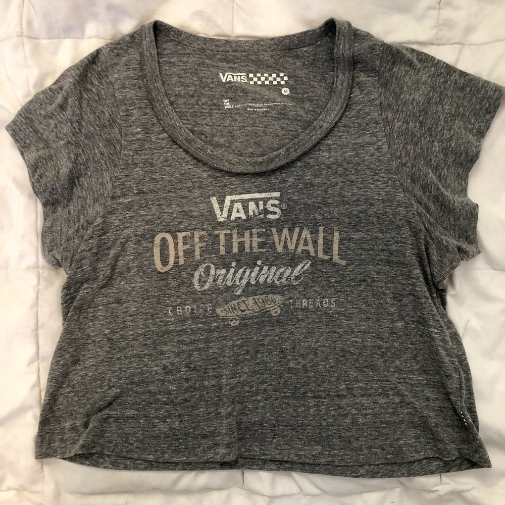 Grey Vans cropped t shirt size medium